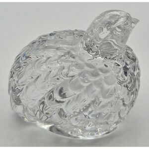 Val St Lambert Signed Crystal Bird Figurine Clear Press Glass Model 711 Belgium